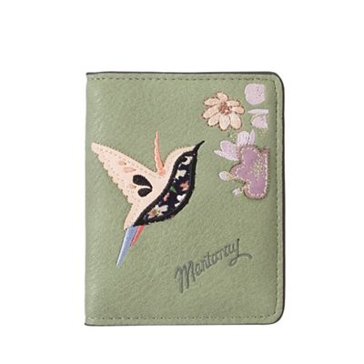 Green hummingbird applique travel card wallet